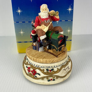 Christmas Music Box Wind Up Plays Jingle Bells Santa on Train